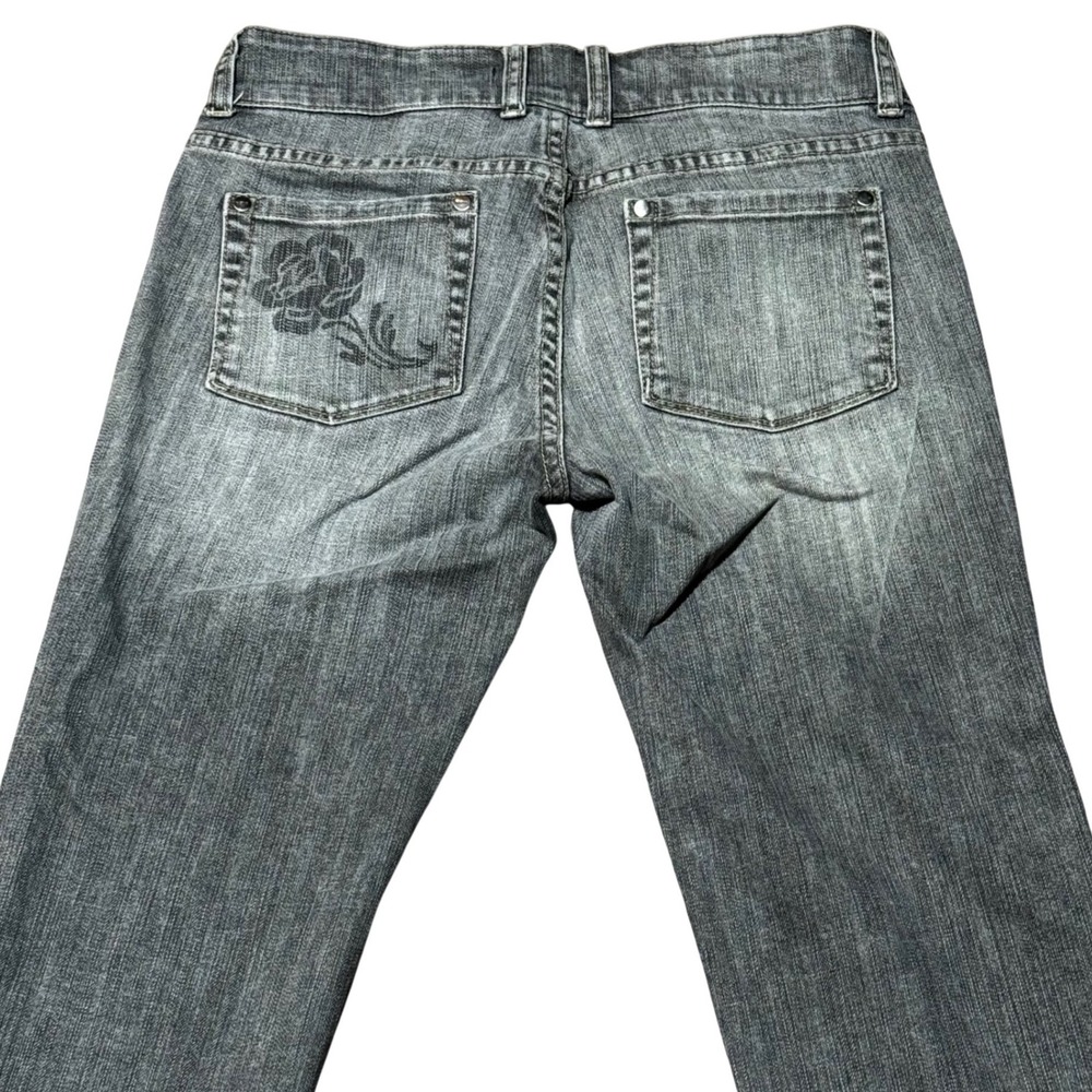 Y2K Noir Gray‎ Floral Jeans / Denim Capri — Women's Size 4 - Picture 4 of 6